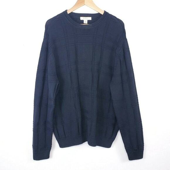 Turnbury Checkered Texture Knit Pullover Old Money Style Vintage Mens Sweater - Picture 1 of 5
